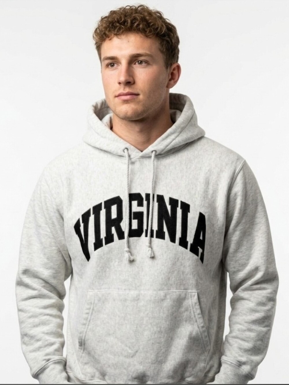 Vintage Champion Virginia Gray Heavy Cotton Thick Weave Hoodie Size Medium